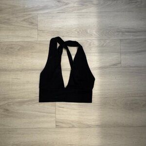 Cropped Open Cross Back Deep V-Neck Top